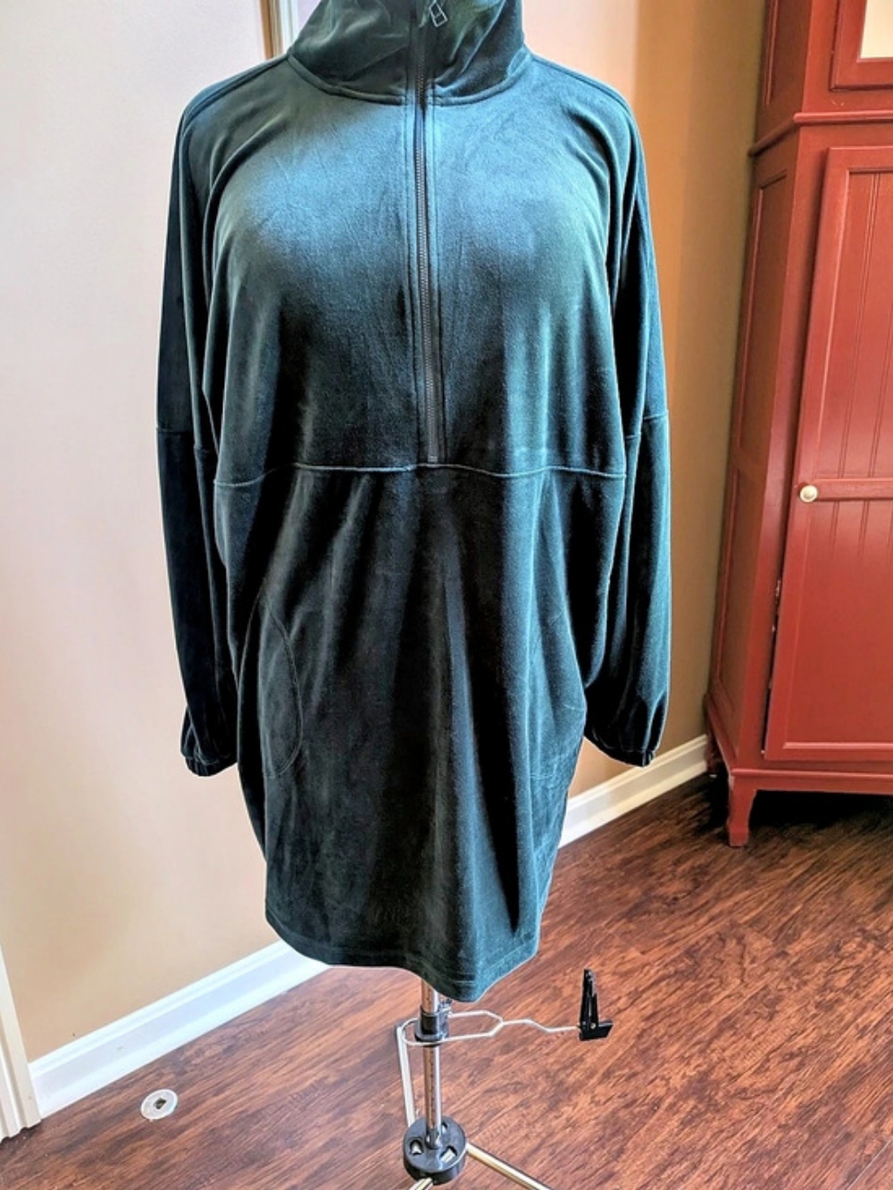 By Anthropologie Green Velour Zip Jacket Like New